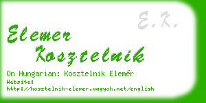 elemer kosztelnik business card