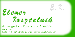 elemer kosztelnik business card